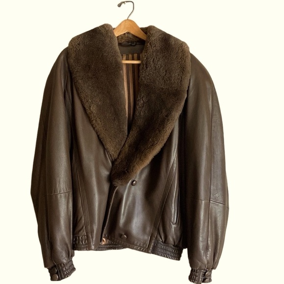 Rademaker’s Other - Vintage Brown Rademakers Custom Men’s Muskrat Fur Collar Leather Bomber Jacket